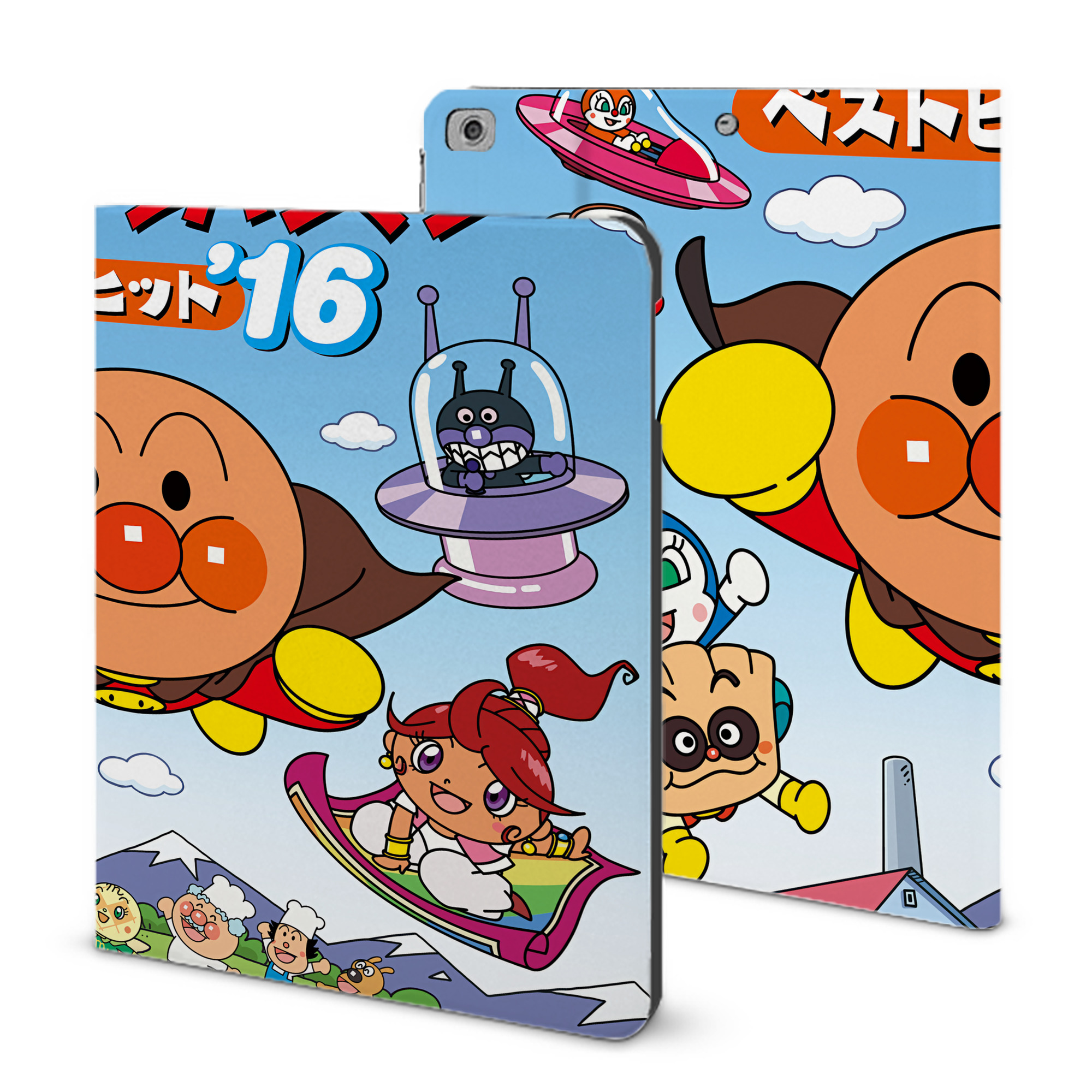 （画像用） アンパンマン Anpanman IPad ケース ブック型 PUレザー TPU 耐衝撃 軽量 薄型 ペン収納なし 全面保護 IPad 各モデル対応
